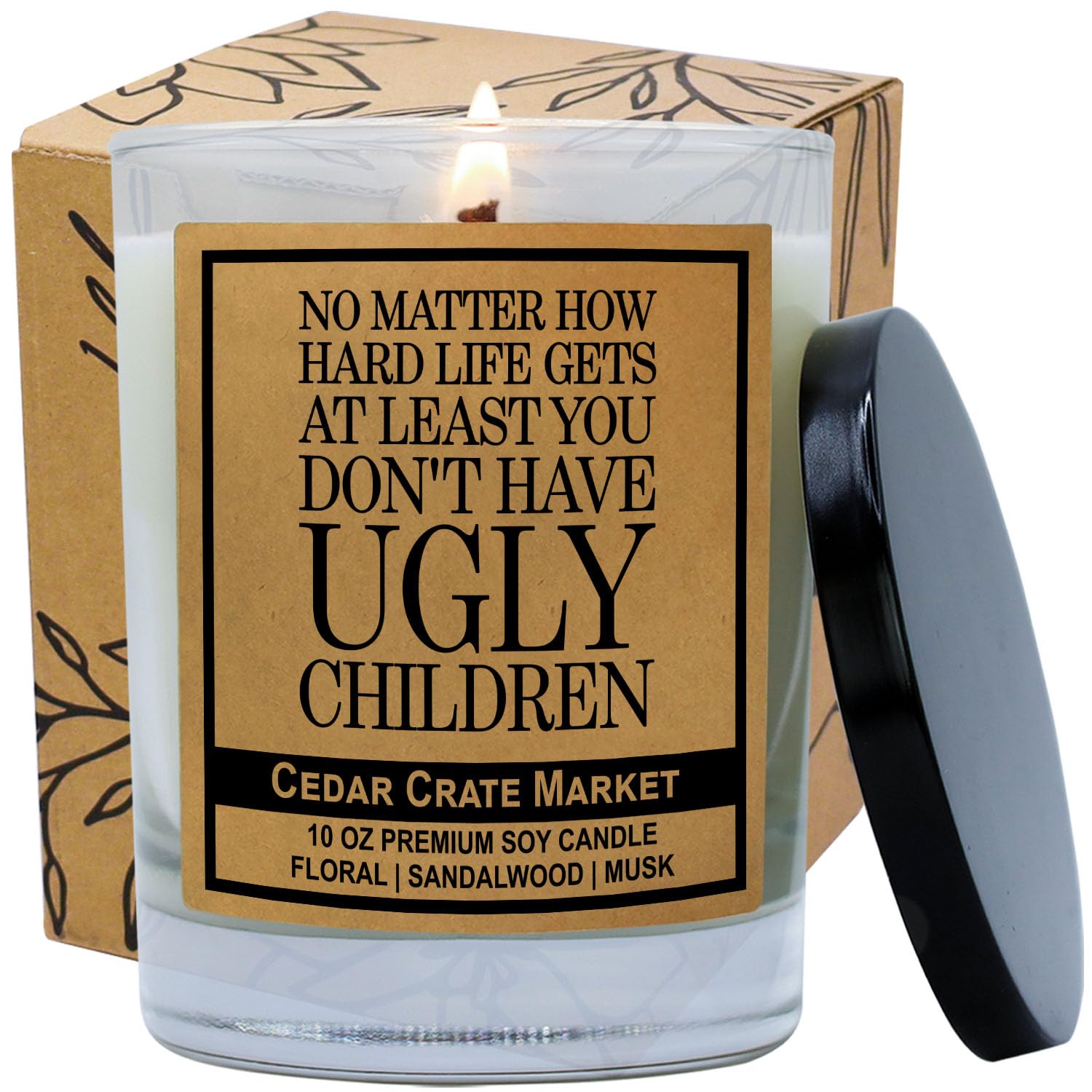 Mom Gifts For Women | Ocean Salt + Sea Sandalwood + Citrus Scented | No Matter How Hard Life Gets | Funny Candle Gifts For Mama Funny Gift | 13.5 Oz Jar, 10 Oz. Soy Wax | 50+ Hr Burn - Made In Usa