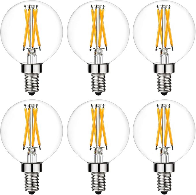 6 Pack E12 G16.5 LED Globe Bulbs 6W 60W Equivalent Dimmable 2700K Warm White 600 Lumens