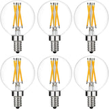 6 Pack E12 G16.5 LED Globe Bulbs 6W 60W Equivalent Dimmable 2700K Warm White 600 Lumens