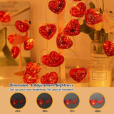 Valentine Heart Lights 6.8Ft 10 Led Valentines Decor Lights With Remote Timer, Battery Powered Heart String Lights Indoo