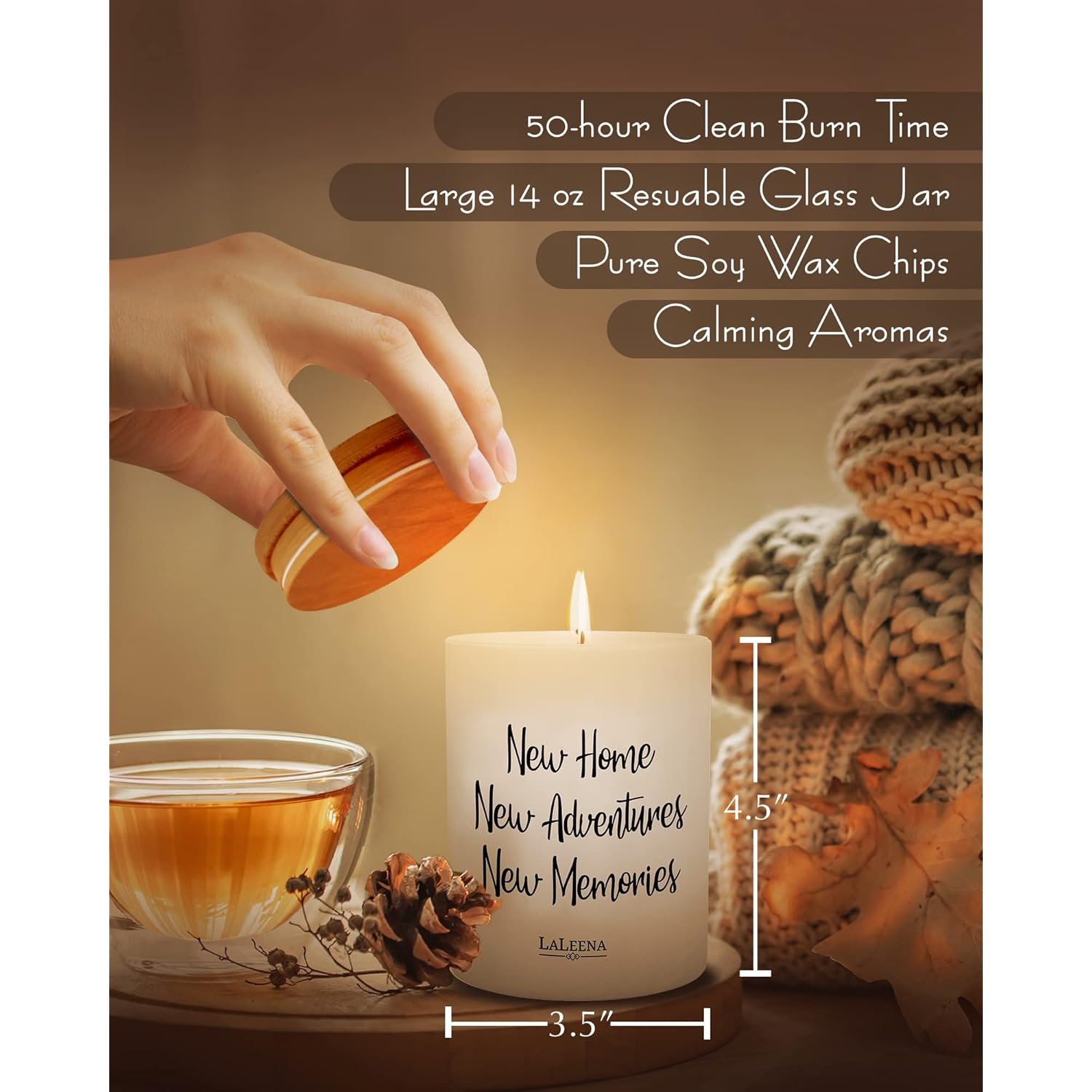 House Warming Gifts For New Home - Housewarming Gifts For New House - Scented House Warming Candle – Glass Jar Candle Gift With 100% Organic Soy Wax & Fragrance Oil – By , 14 Oz., Vanilla