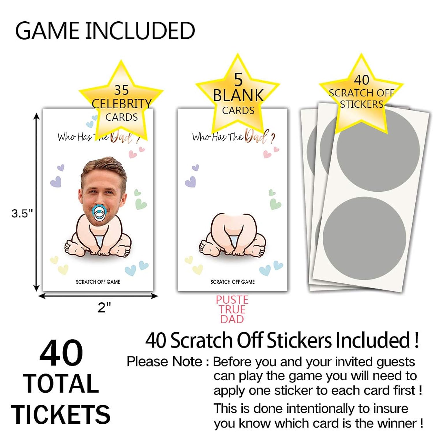 Baby Shower Games – Celebrity Baby Shower Games,Scratch Off Card Game For Door Prizes, Lottery, Ice Breaker – Decorations For Party – 40 Cards