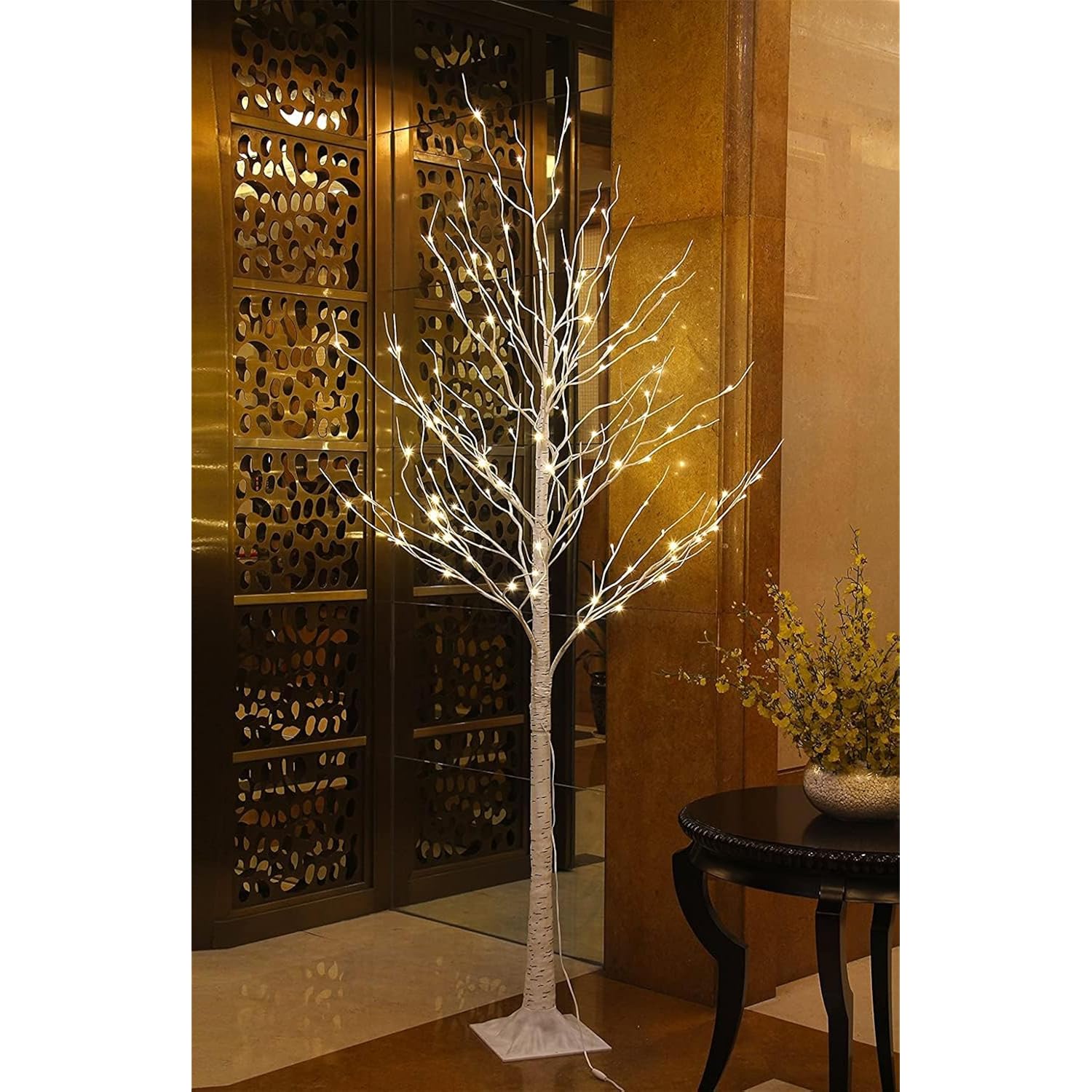 LIGHTSHARE 8 Feet 132L LED Birch Tree Lights, Warm White, for Holiday Party and Christmas Decoration, Indoor and Outdoor Use