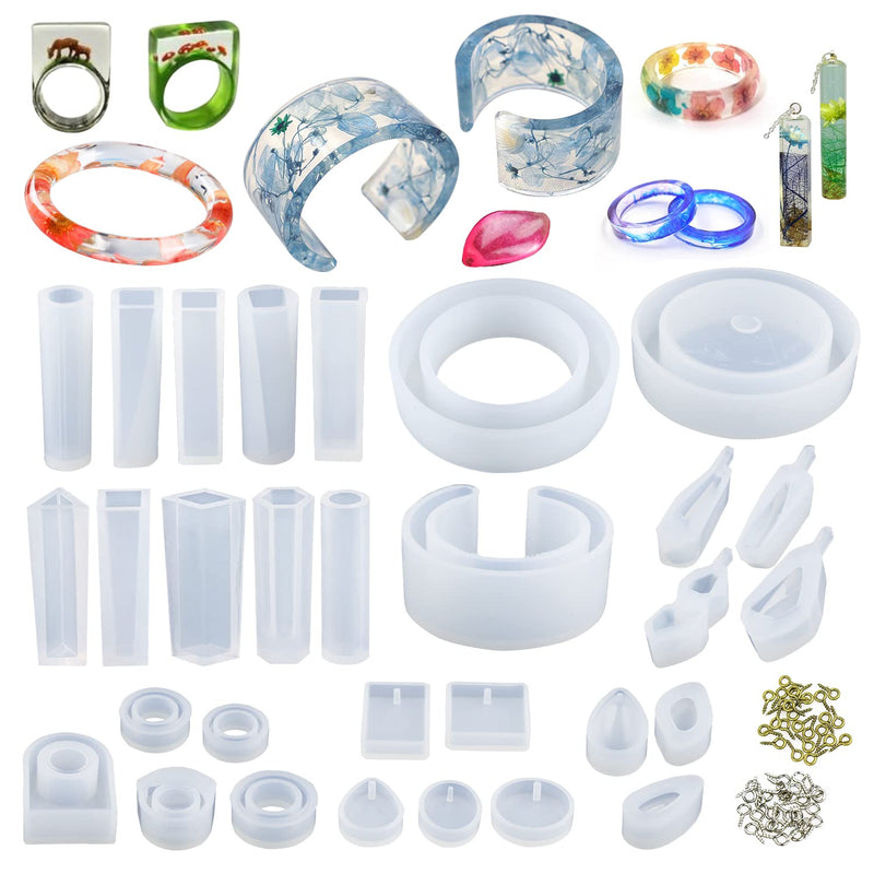 30Pcs Resin Jewelry Molds, Jewelry Molds For Uv Resin, Resina Silicone Molds Kit With Bracelet,Pendant,Ring For Epoxy Casting