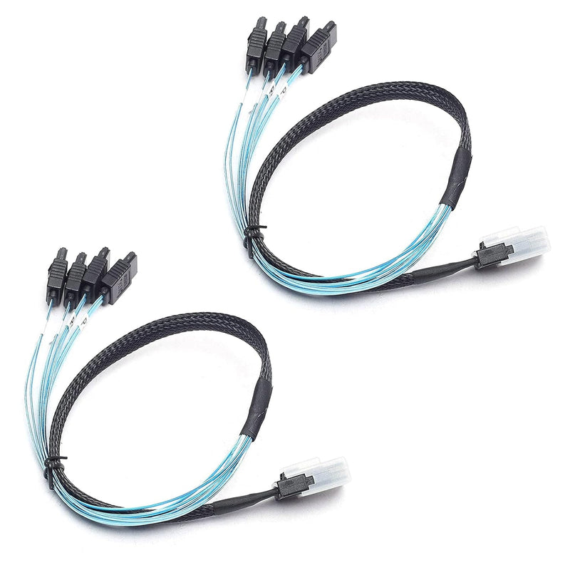 2Pcs Mini Sas To 4-Sata Sff-8087 Multi-Lane Forward Breakout Internal Conversi