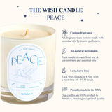 Wish Candle Peace By | Scented Candle W/Stone Crystal | All-Natural Soy & Coconut Wax Blend | Birthday Gift For Women & Men, Long Burn Time Of 45-55 Hours, Made In Usa | 8.5 Oz