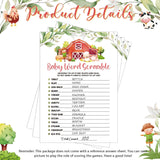 150 Pcs Watercolor Baby Shower Games Set Farm Animals 6 Games With 20 Pieces Pencils For Baby Shower Activities Include Descriptions, Guess Who, Price, Bingo Game, Word Scramble Game