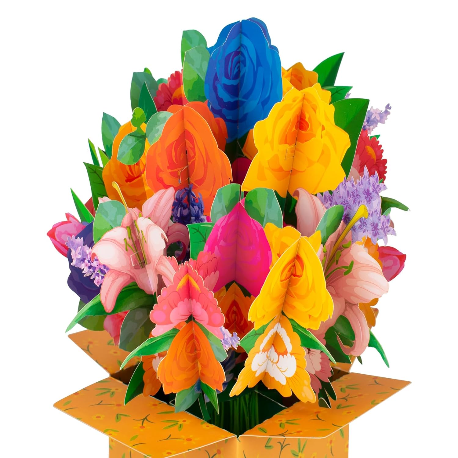 Multicolored Flower Square Box Pop Up Cards, Paper Flower Bouquet Greeting Cards With Blank Note Card & Envelope, Ideal Gift For Celebrating Love, Holiday, Birthday, Anniversary, Valentine'S Day