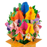 Multicolored Flower Square Box Pop Up Cards, Paper Flower Bouquet Greeting Cards With Blank Note Card & Envelope, Ideal Gift For Celebrating Love, Holiday, Birthday, Anniversary, Valentine'S Day