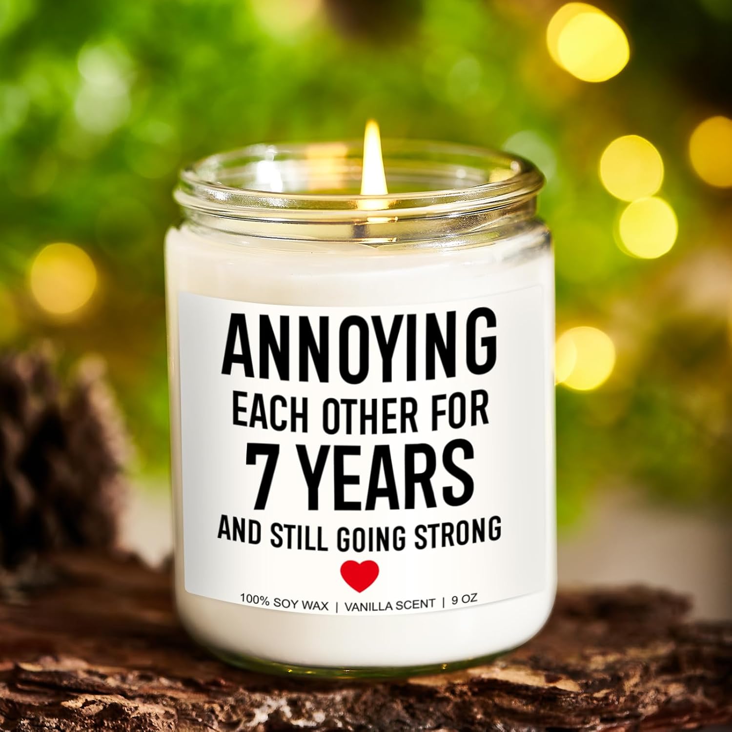 Funny 7 Years Candle, 7 Year Copper Anniversary, Gifts For Him, Her, Men, Women, 7Th Anniversary, Gifts For Couple, Husband, Wife, Happy 7Th Wedding Anniv. Presents Or Decorations