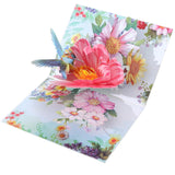 Greeting Cards Hummingbirds Flower, 3D Pop Up Birthday Gifts For Women Wife Mom Daughter Sister Aunt Grandmother, Anniversary Card, With Envelope (0685)