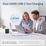 140W Retractable USB C GaN Charger Block 2 Port Fast Laptop Wall Charger