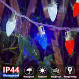 Red White And Blue Lights 25Ft C7 Led Patriotic String Light 25 Led Bulb 4Th Of July Lights, Plug In Christmas Light For
