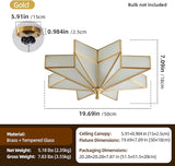 19.7 Inch Gold Star Glass Ceiling Light Art Deco Flush Mount Fixture
