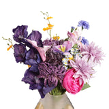 Artificial Flower Arrangement, Jewel Tone Lush Faux Floral Combo Set For Home Decor Centerpiece, Office Reception & Wedding Bouquets