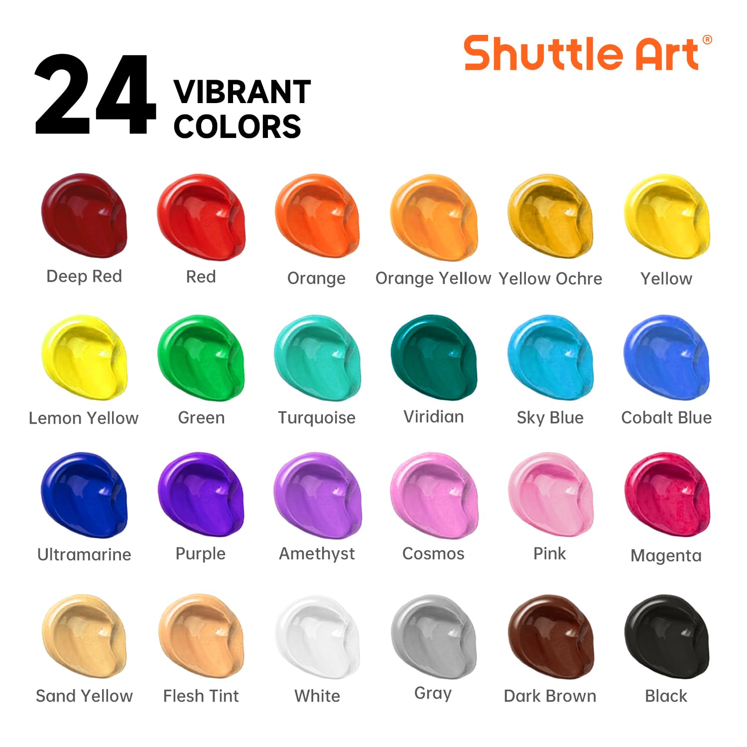Acrylic Paint, 24 Colors Acrylic Paint Bottle Set, 250Ml/8.45Oz Each, Rich Pigments, High Viscosity, Bulk For Artists, Beginners And Kids Painting On Rocks Crafts Canvas Wood
