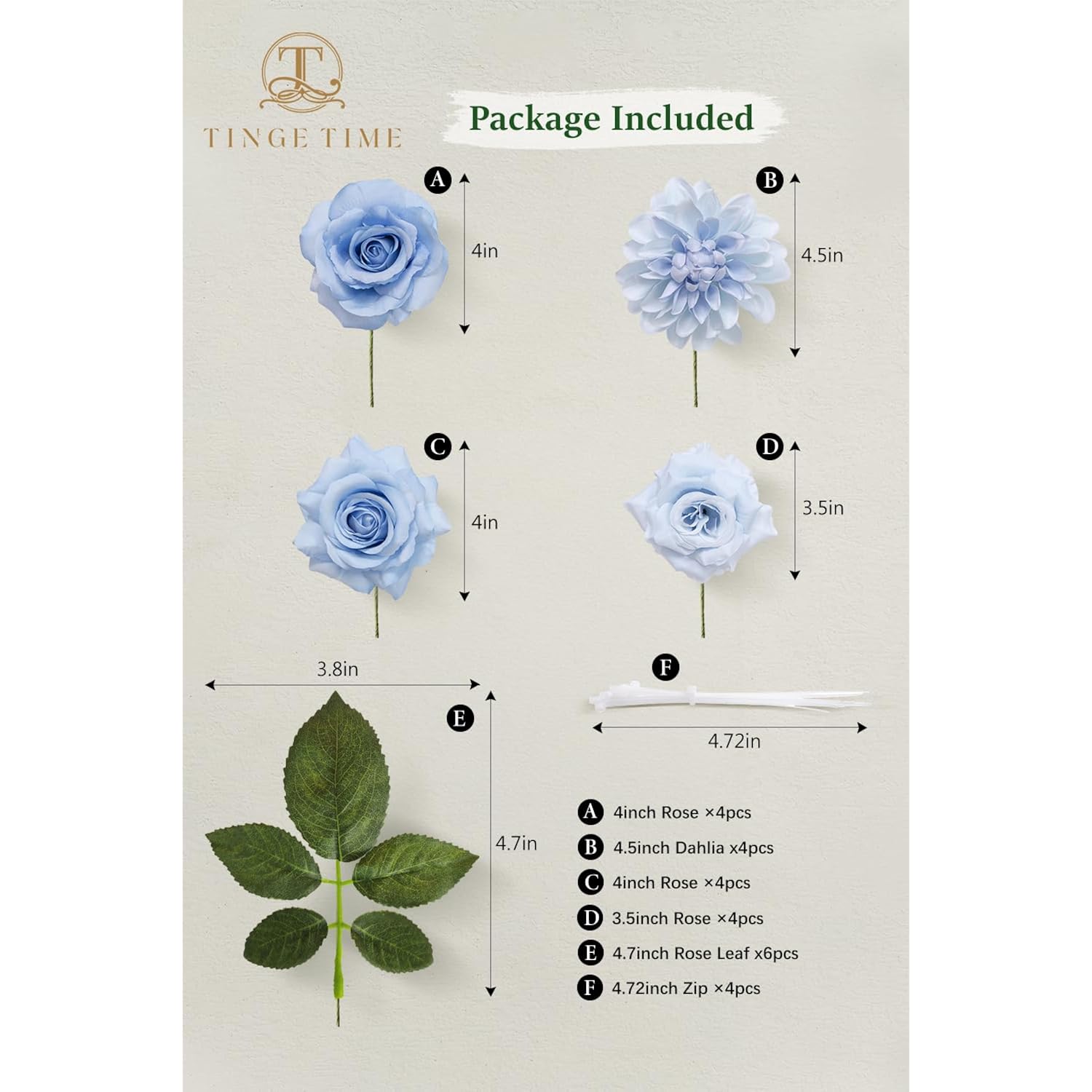 Artificial Flowers Combo Box Set, 16Pcs Fake Rose Silk Flower With Stem For Diy Wedding Bouquets Centerpieces Baby Shower French Country Home Decoration (Provence Blue)