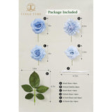 Artificial Flowers Combo Box Set, 16Pcs Fake Rose Silk Flower With Stem For Diy Wedding Bouquets Centerpieces Baby Shower French Country Home Decoration (Provence Blue)