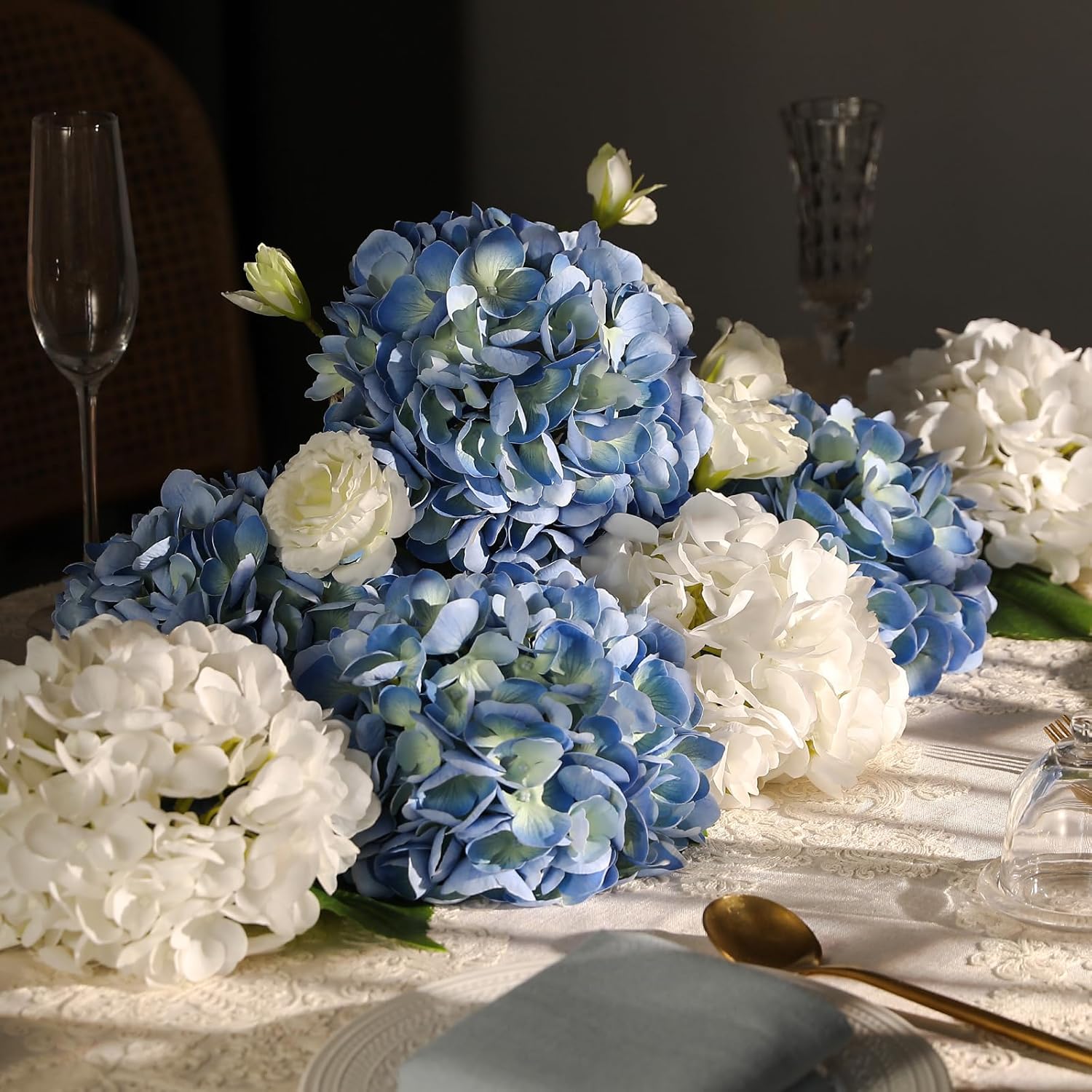 White Hydrangea Artificial Flowers - 3Pcs 22.44In Large Faux Hydrangea Flowers, Latex Real Touch Flowers Fake Hydrangeas For Home Decor Wedding Party Centerpieces Floral Arrangements