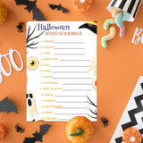 Halloween Party Games 129Pcs Halloween Card Games For Adults/Teens Word Scramble Word Search Candy Trivia Card Games For Halloween Birthday Party Activity Classroom Ice Breaker