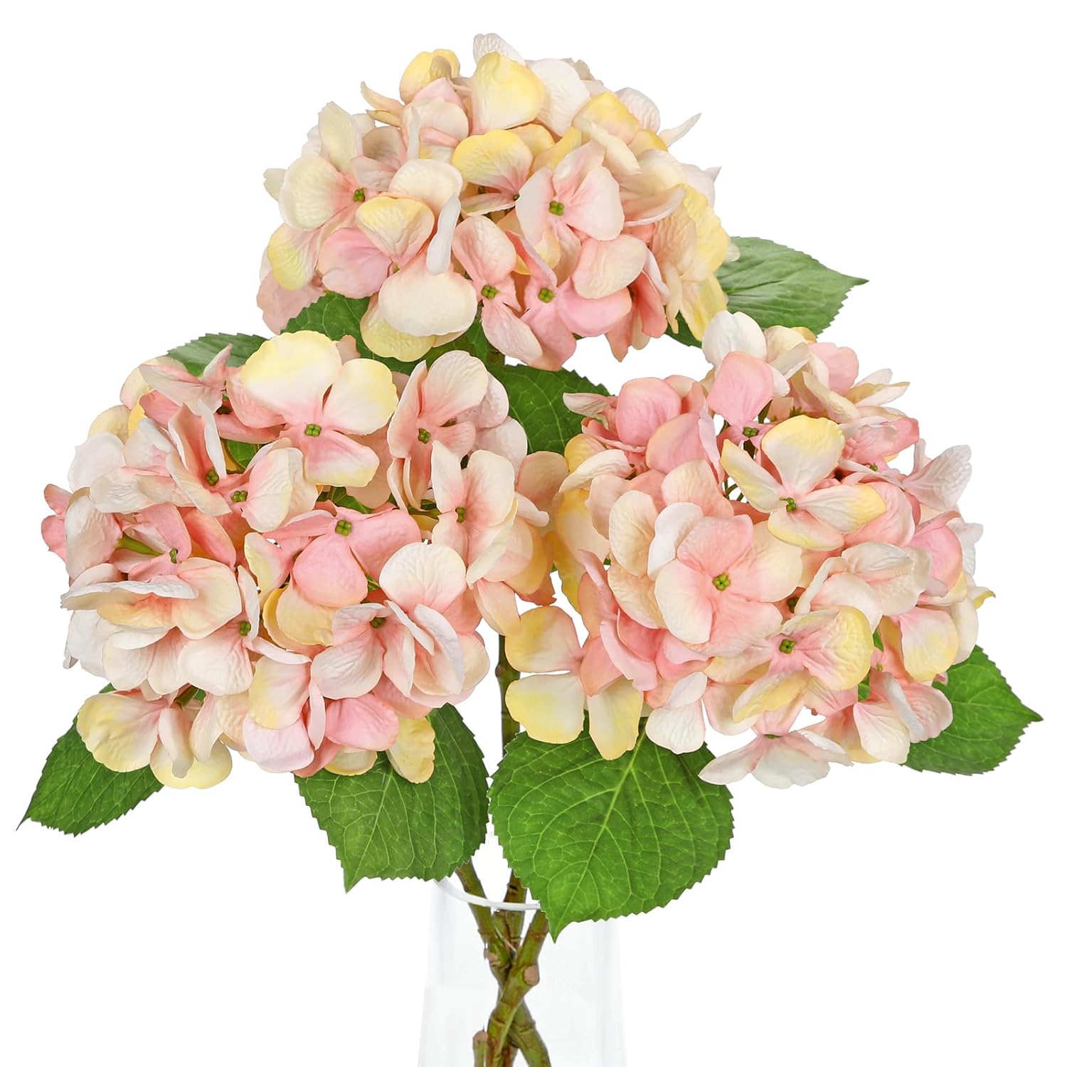 Pink Artificial Hydrangea Flowers 18.8 Inch Long With 6 Inch Full Realistic Bloom Lifelike Silk Faux Hydrangea Stems For Wedding Bouquet, Table Centerpieces, Party Decor, Home Indoor Decoration