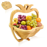 Foldable Fruit Basket Gift Bamboo Fruit And Veggie Basket,Fruit Bowl Holder Dried Fruit Basket For Christmas Decorations Holiday Party Mom Gifts (Apple)