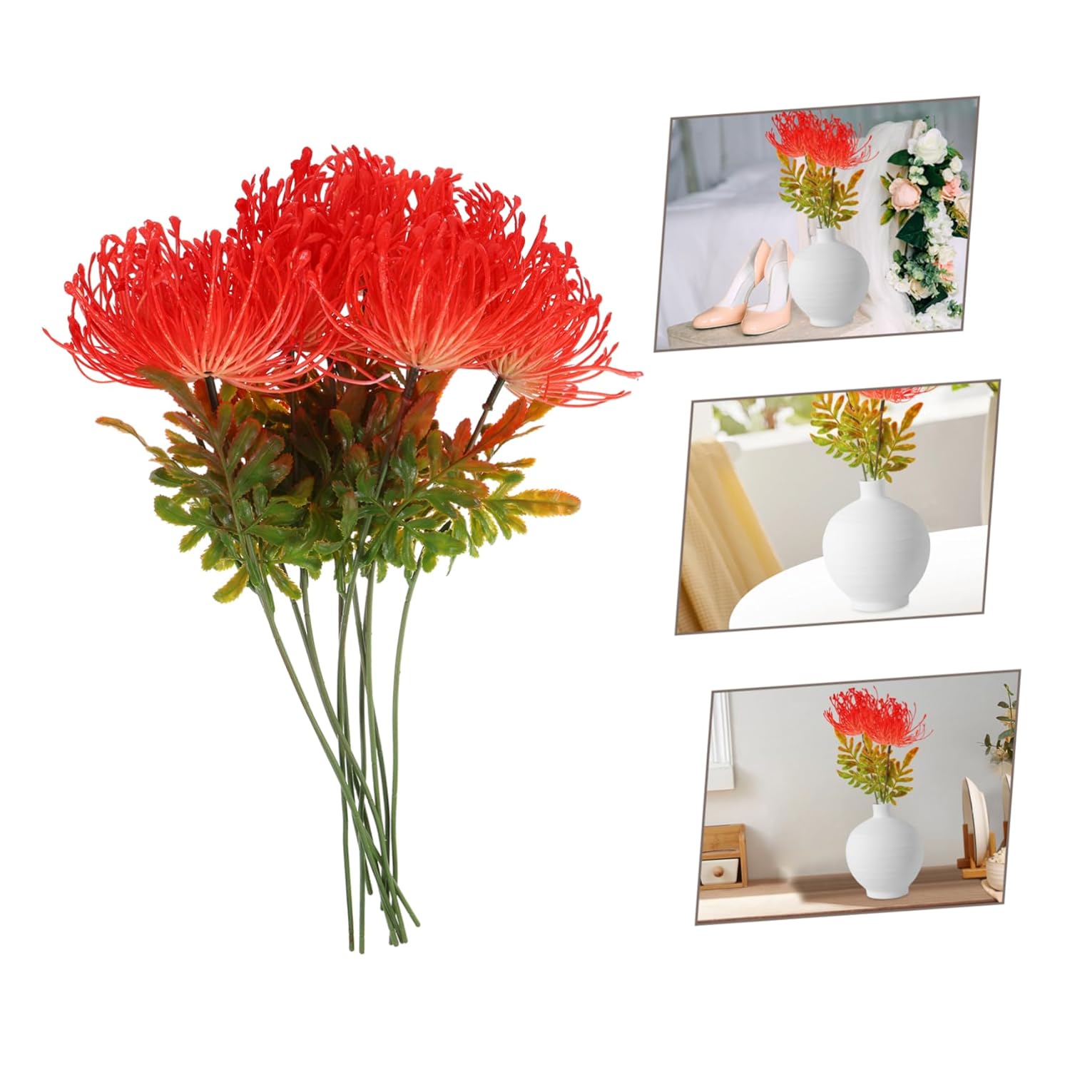 Faux Spider Lily 10Pcs Flower Branch Artificial Plastic Bouquet Vase Flower Branch Filler Artificial Lycoris Bulbs Fake Flower Artificial Flowers Rock Touch At Home