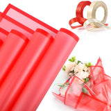 36 Pieces Valentine'S Day Waterproof Flower Wrapping Paper Frosted Bouquet Wrapping Paper And 50 Yards Double Face Satin Ribbon For Romantic Bouquet Supplies(Red)