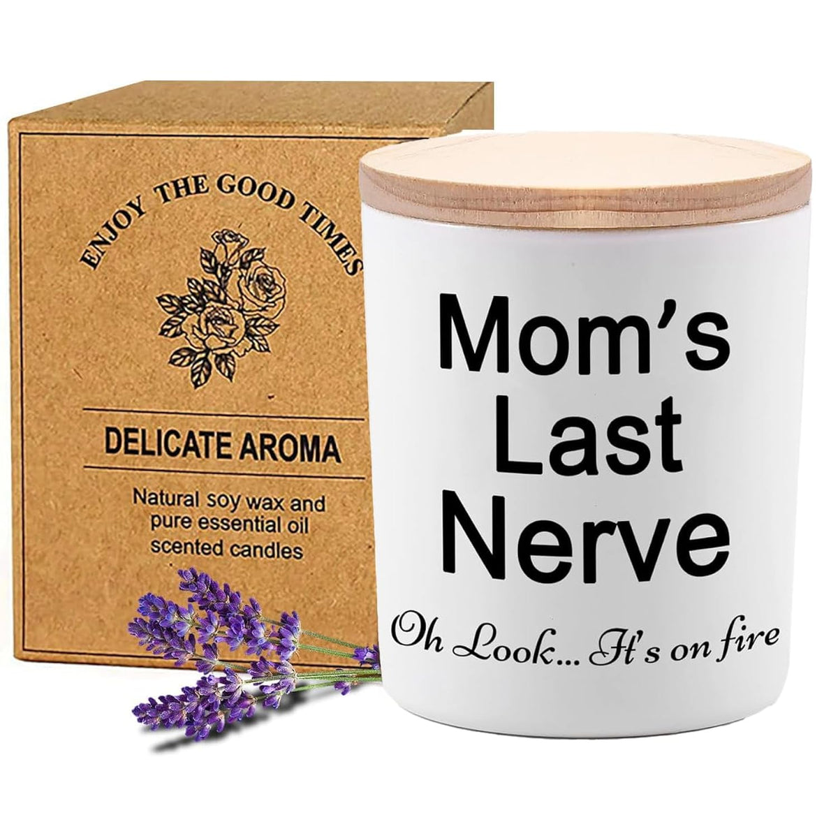 Moms Last Nerve Candle, Gifts For Mom From Daughter Son, Funny Birthday Gift For Mom, Lavender Scented Candles, Natural Soy Candles, 6 Oz