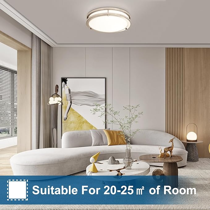 2 Pack 13 Inch Brushed Nickel LED Ceiling Lights 3600LM 5CCT Dimmable Fixtures