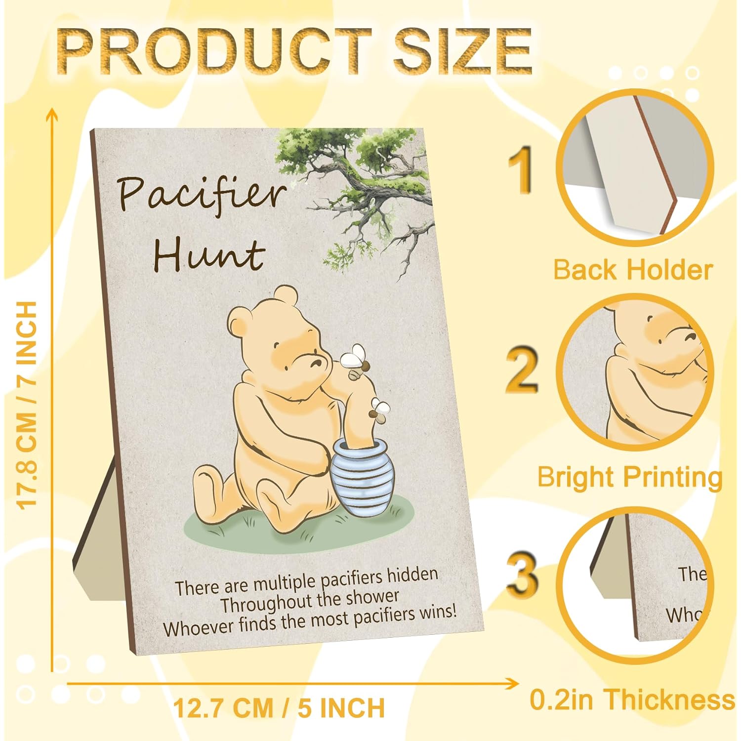 Winnie Baby Shower Games The Pooh Snow Parade Game Hunt Pacifier Baby Shower Games Classic Winnie Decor Birthday Games Decorations 50Pcs Pacifier(Grey)