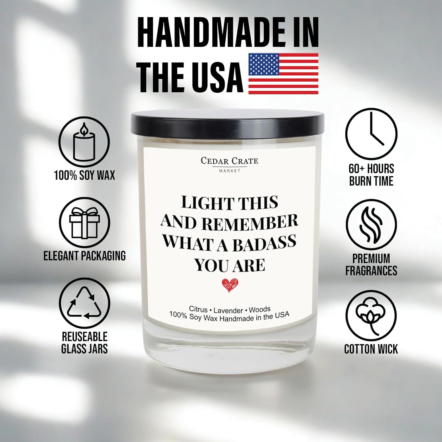 Funny Friend Candle – Bestfriend Gift Ideas For Women, Badass, Eco-Friendly Soy Wax, 13.5Oz Jar, Premium Gift Box, 60+ Hour Burn, Hand Poured In Usa