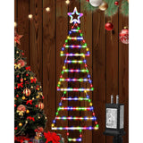Led Christmas Lights Outdoor,4.6Ft 189 Led Christmas Tree Ladder Light With Star Topper 8 Modes Christmas Decorations Li