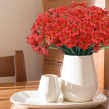 20 Bundles Outdoor Artificial Flowers Uv Resistant With Red Faux Silk Flowers And No Fade Fake Plastic Plants For Spring Summer Outside Planters Porch Window Box Garden Decor