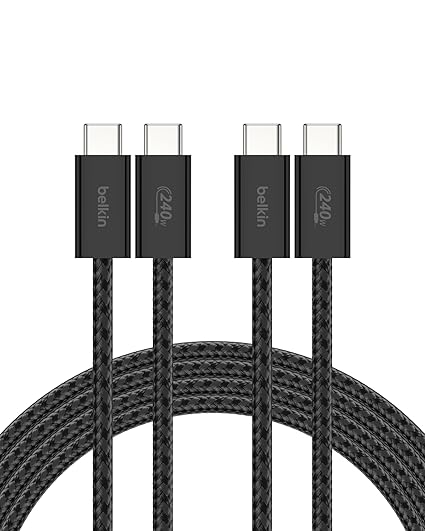 2 Pack 6.6FT USB C to USB C 240W Fast Charging Cable Braided Charger Cord for iPhone 17 Galaxy S26 MacBook iPad Pixel