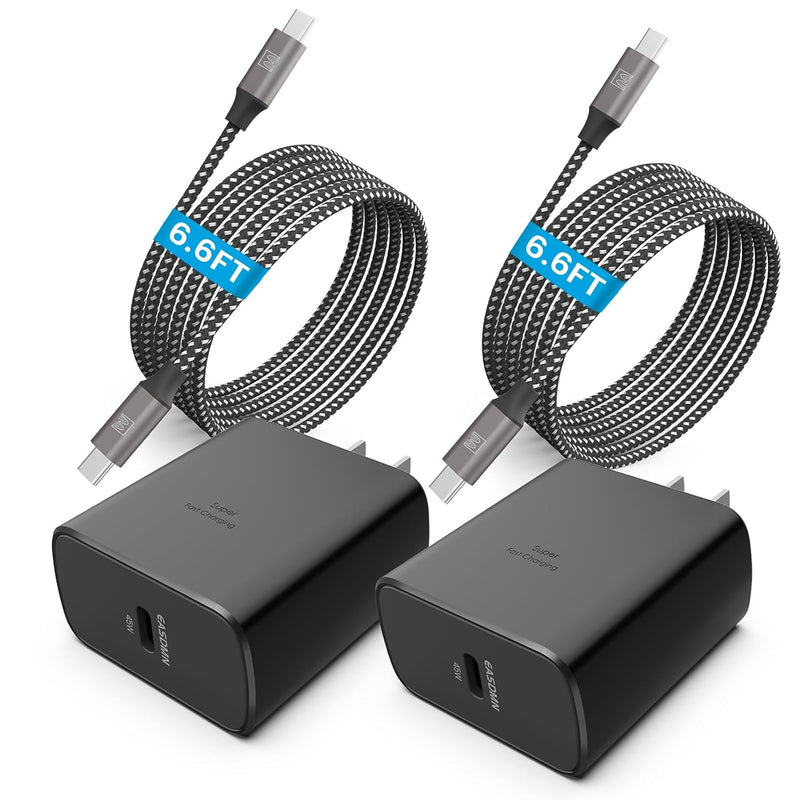 2-Pack 45W Super Fast USB-C Charger with 6.6ft Cable for Samsung Galaxy