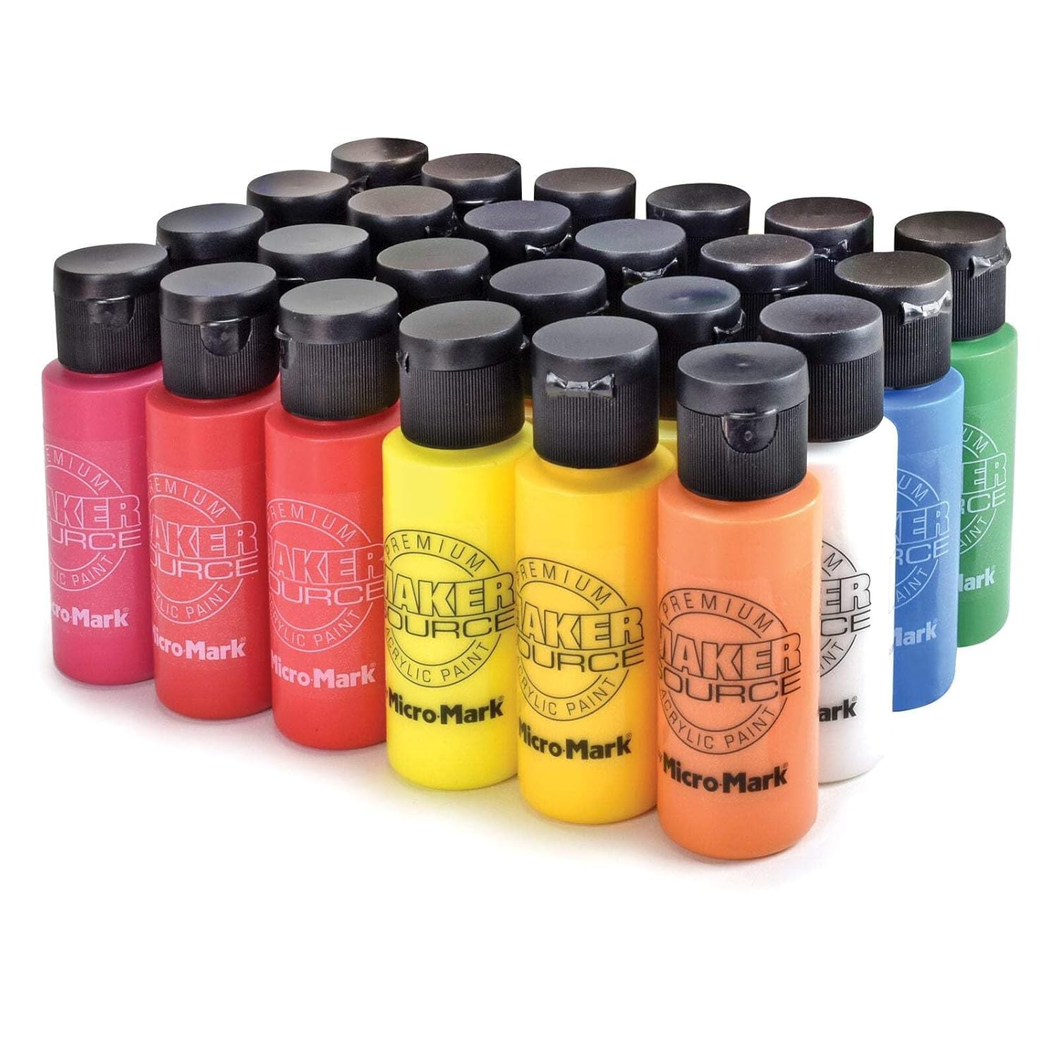 Maker Source Basics Acrylic Paint, 24 count, Multicolor 2oz Bottles