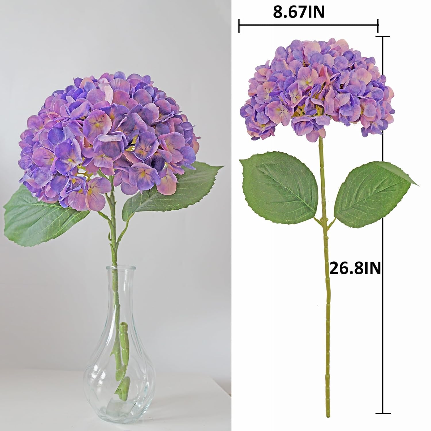 Purple Hydrangea Artificial Flowers 4Pcs Faux Hydrangeas 26'' Long Stem Silk Hydrangea Flowers Centerpiece Table Decorations Realistic Flowers For Outdoors Real Looking Purple Flowers