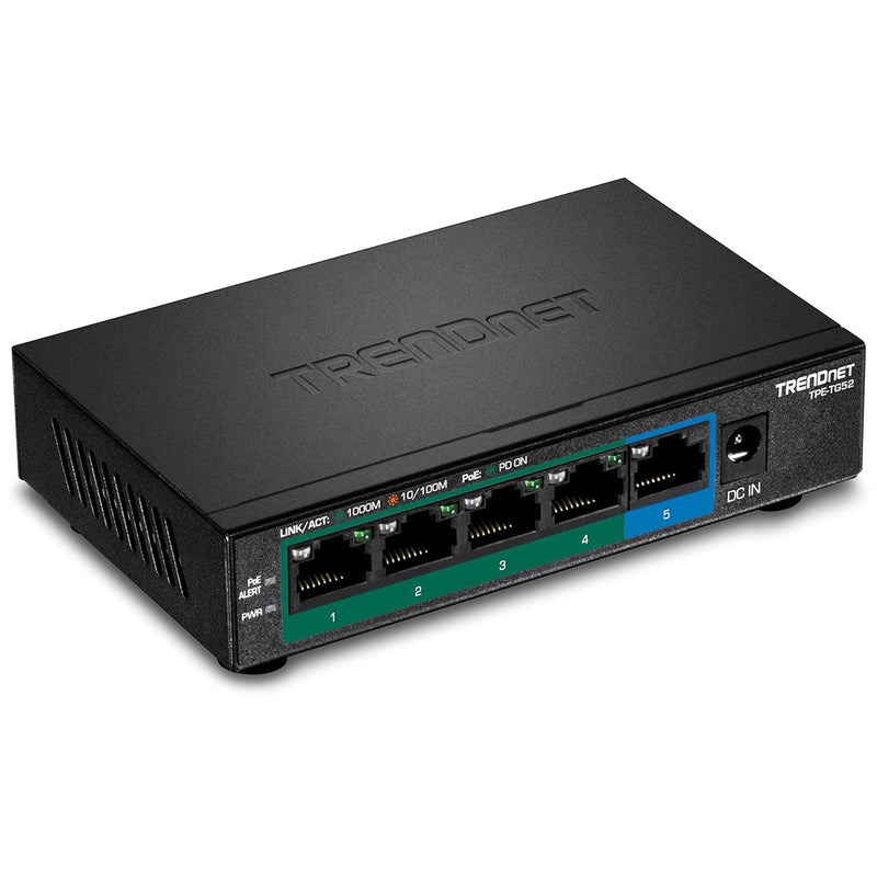 TRENDnet 5-Port Gigabit PoE+ Switch, 32W PoE Power Budget, 10Gbps Switching Ca