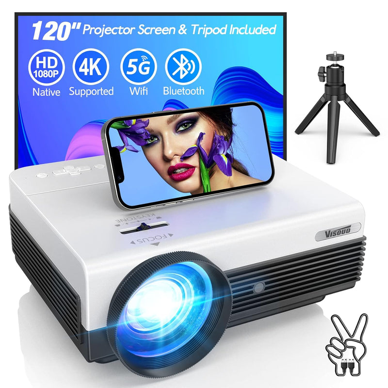 5G Projector With Wifi And Bluetooth,Native Full Hd 1080P Outdoor Video Projec