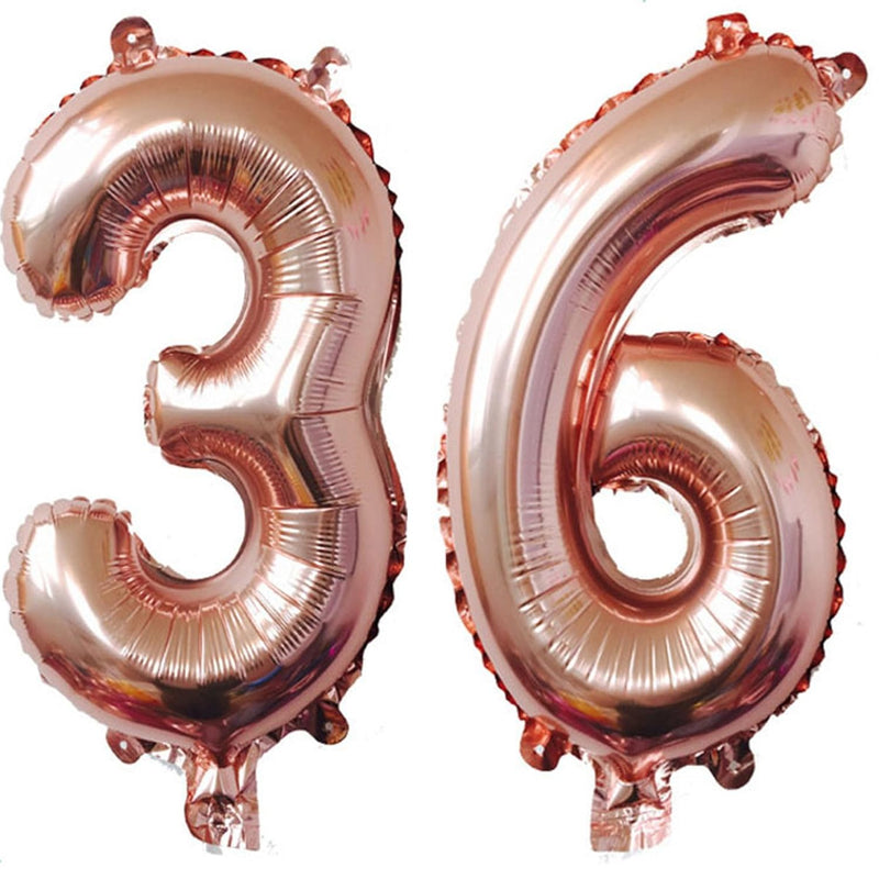 40Inch Rose Gold Foil 36 Helium Jumbo Digital Number Balloons, 36Th Bi