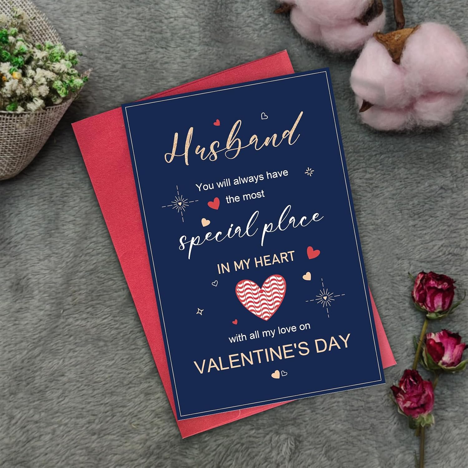 Romantic Valentine'S Day Card For Husband, Sweet I Love You Greeting Card For Spouse, Heartfelt Valentine Gift From Wife