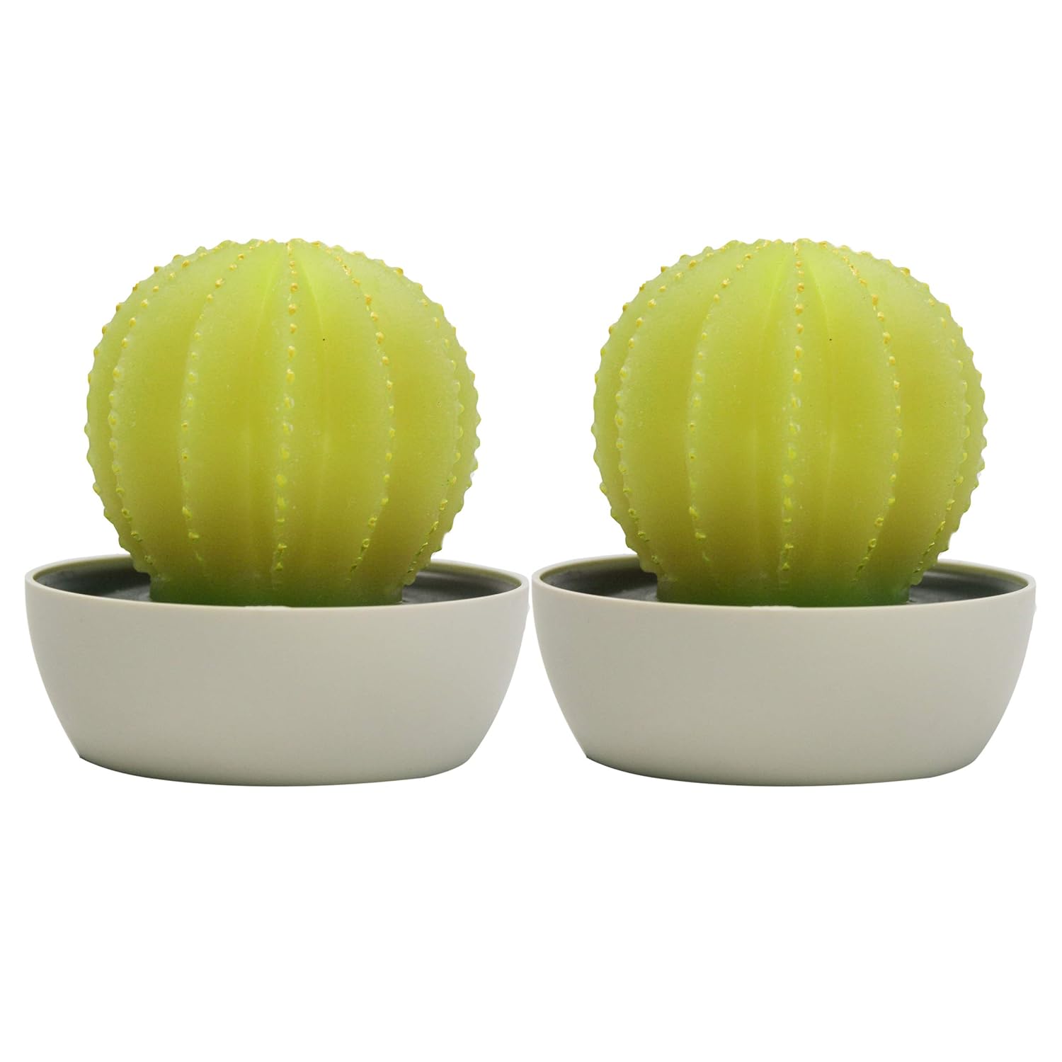 CANDLE CHOICE Battery Operated Flameless LED Candles with Timer Handmade Real Wax Succulent Cactus Flickering Electric Night Lights Fake Cacti Plants Home Decorations Table Centerpieces 2 Pack Yellow