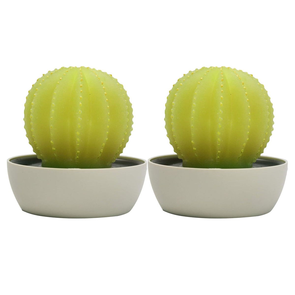 CANDLE CHOICE Battery Operated Flameless LED Candles with Timer Handmade Real Wax Succulent Cactus Flickering Electric Night Lights Fake Cacti Plants Home Decorations Table Centerpieces 2 Pack Yellow