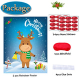 Christmas Games For Kids Pin The Nose On The Reindeer Christmas Holiday Party Games Activities Decorations Reusable 24 Noses Stickers And 1 Blindfold For Kids Adults