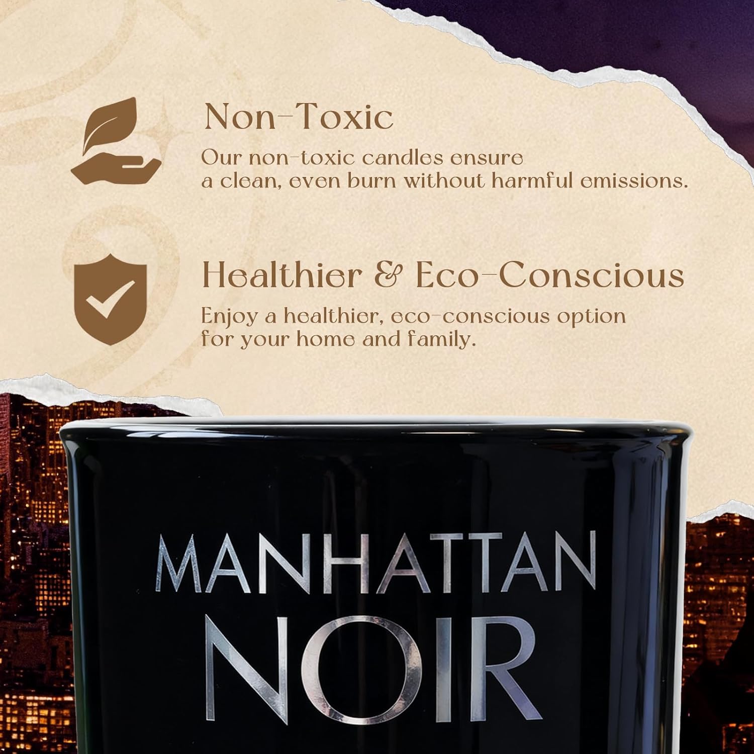 Manhattan Noir Scented Candle | 8.1Oz Luxury Candle With 40-Hour Burn Time | Relive The Nyc Skyline At Home | Fall & Holiday Gift For Travel Lovers