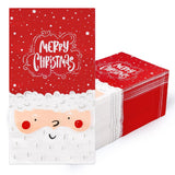 100 Pack Merry Christmas Guest Napkins Cute Santa Claus Disposable Paper Napkins Red White Decorative Bathroom Hand Napkin Towel For Xmas Party Supplies, 13 X 15.7 Inch