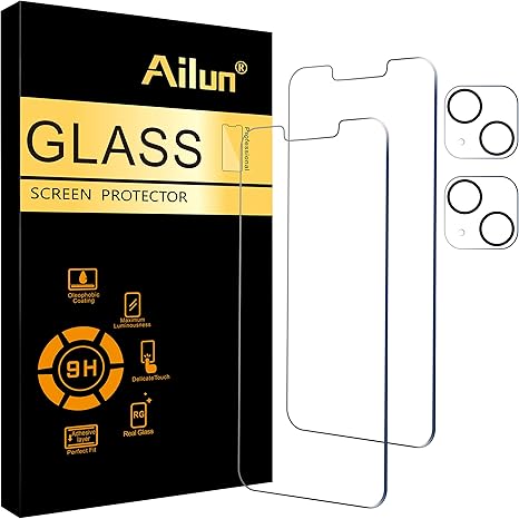 4-Pack Screen & Camera Lens Protector for iPhone 13 [6.1"], 9H Hardness Tempered Glass