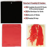 Valentines Scratch Off Cards | 36 Cards, 4 Designs Valentines Set | 5” X 5” Pre Designed Friendship Exchange Cards | Classroom Party Valentines Gifts | Envelopes, Strings, Sticks Included