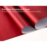 Red Christmas Wrapping Paper – Luxury Matte Red Metallic Gift Wrap Roll, 17" Tear-Resistant Wrapping Paper For Christmas Presents & Gift Wrapping